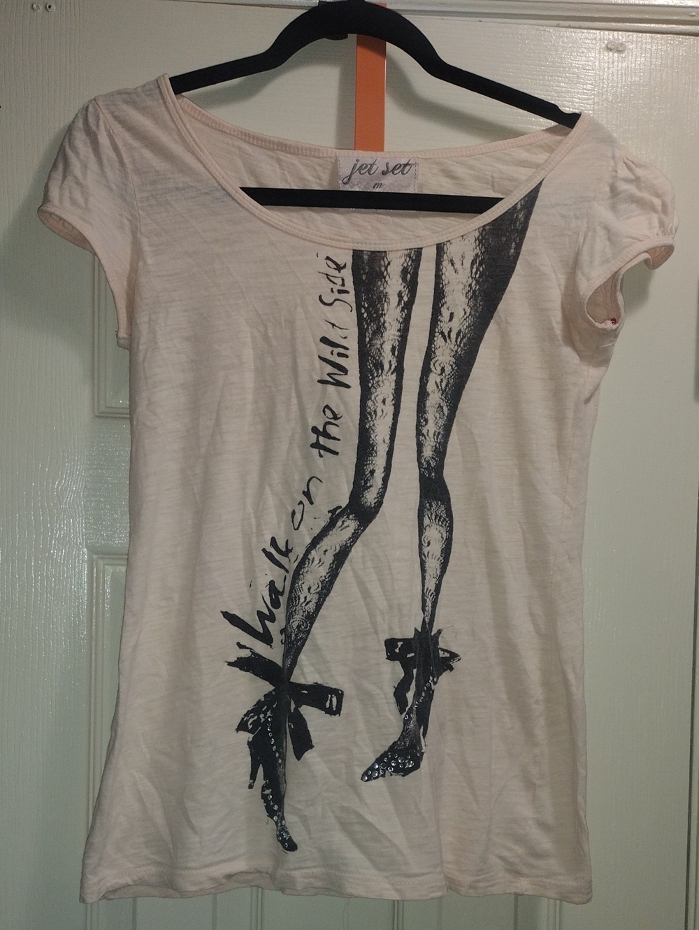 Jet Set Bedazzled Pale Pink Short-Sleeve Graphic Tee - Walk on the Wild Side